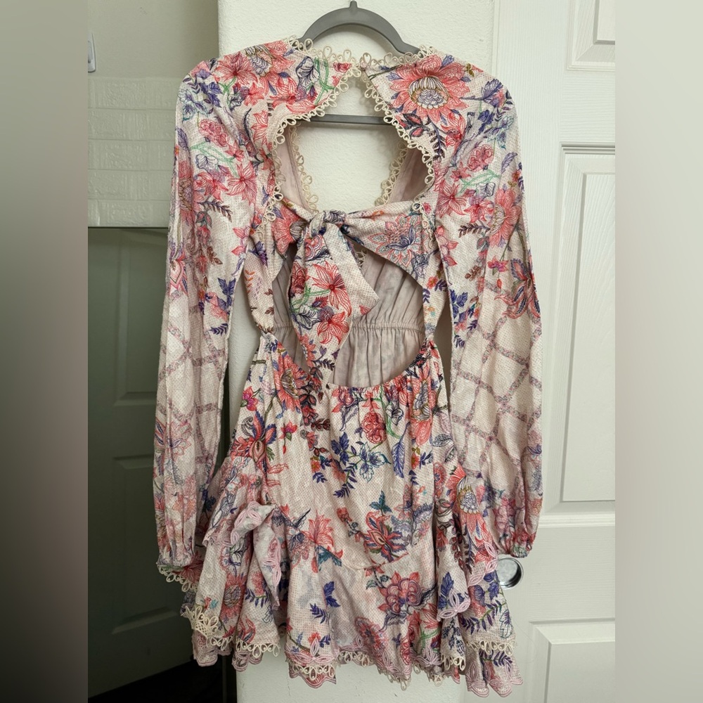 HEMANT & NANDITA Pink Floral Long Sleeve Mini Dress - Picture 2 of 2